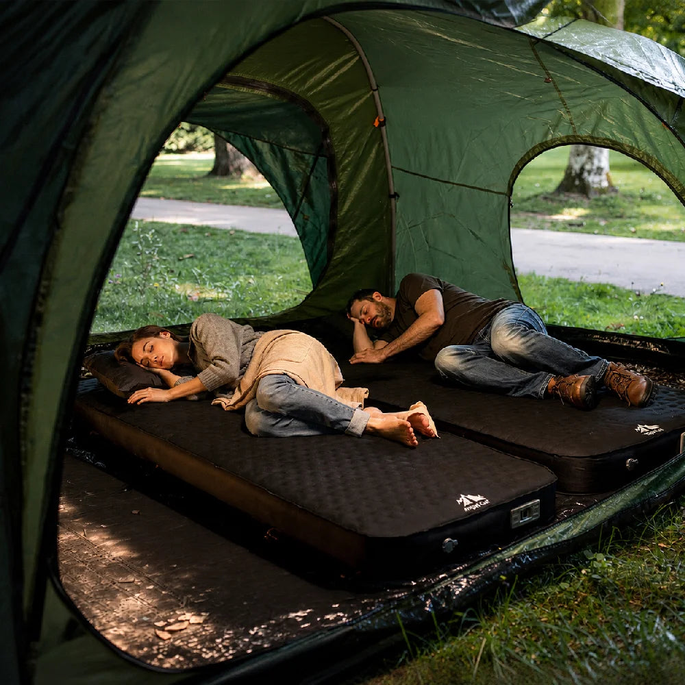 Night Cat Inflatable Sleeping Pad: Built in Electric Pump 4" Thick Foam Black Camping Sleeping Pads for Travel Car Camping