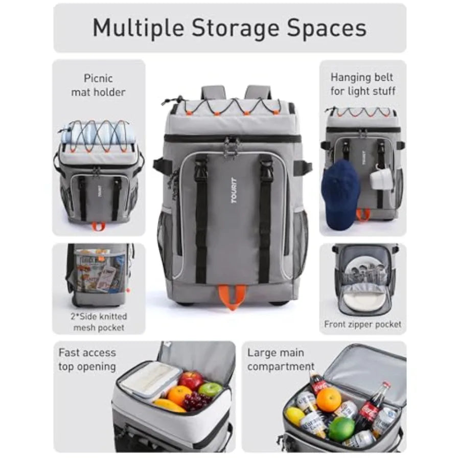Insulated Rolling Cooler Backpack, Leakproof Waterproof Beach Cooler Bag with Wheels and Handle, Outdoor Camping Picnic Travel