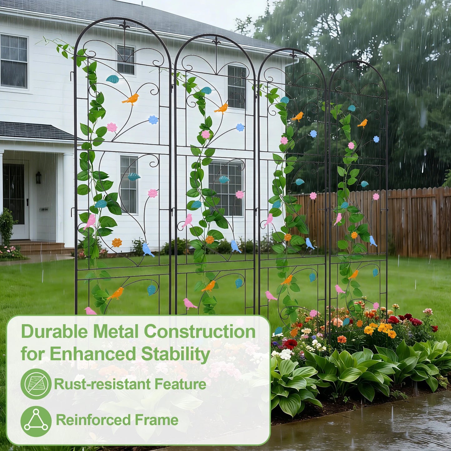 2 Pack Metal Garden Trellis Outdoor Climbing Plant Fence Support