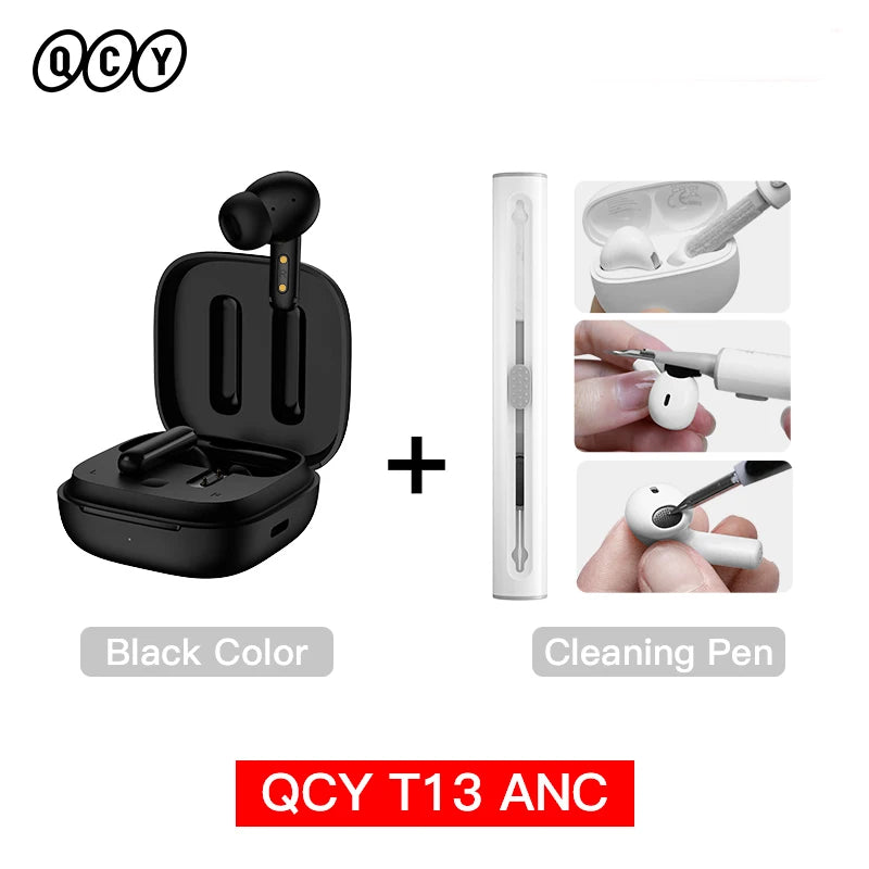QCY T13 ANC Wireless Earphones Bluetooth 5.3 TWS ANC Noise Cancellation Headphone 4 Mics ENC Headset In-Ear Handfree Earbuds