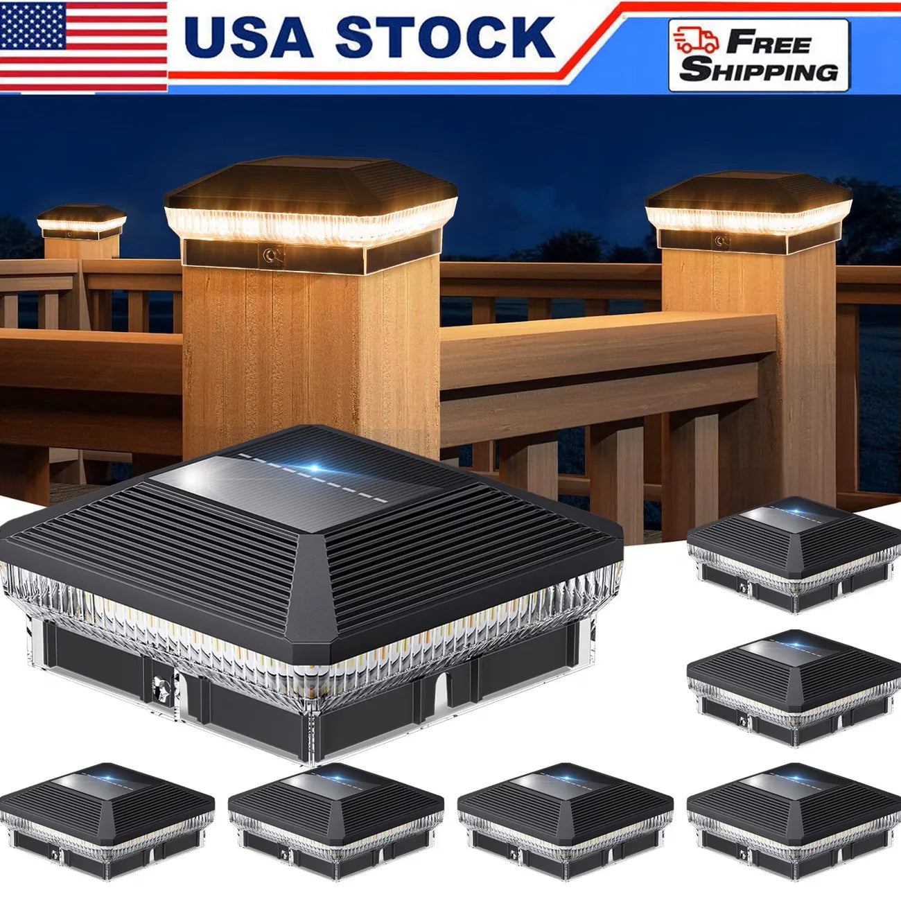 6/12 Pack 4x4 Solar Post Lights Outdoor, 40 LEDs 30 Lumens Fence Post Solar Lights Outdoor with 3 Modes