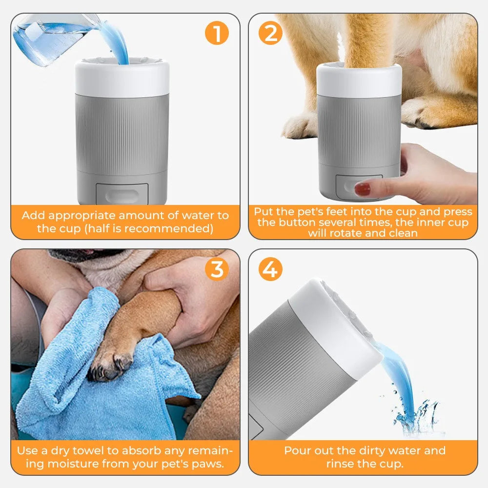 Portable Dog Paw Washer Cup Pet Foot Cleaning Tool with Silicone Brush Quick Mud Removal for Home Travel Outdoor Use
