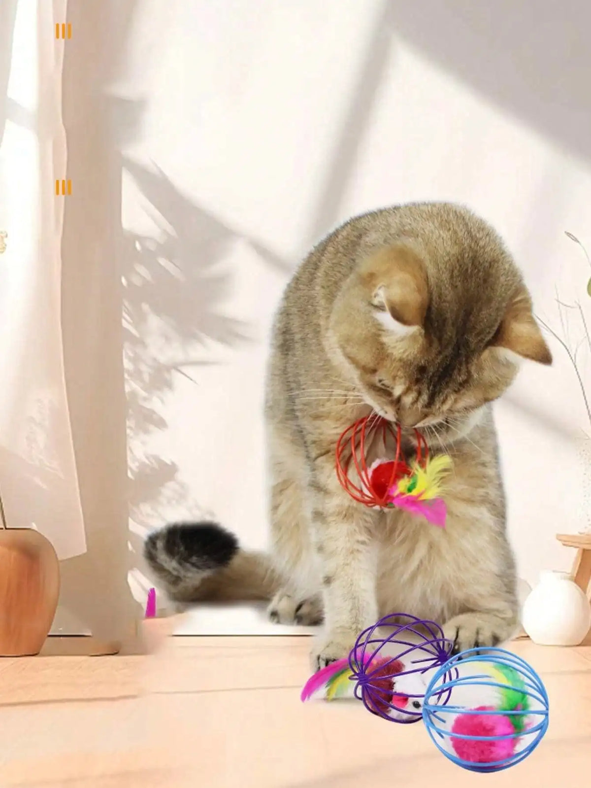 Colorful Caged Mice Relieve Boredom Fun And Fun Toy Set - Keep Your Cat Entertained With Interactive Rolling Balls & Mouse Toys
