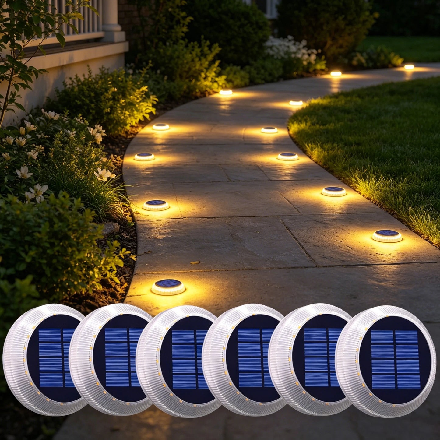 5 Years Lifespan Solar Deck Lights IP68 Waterproof Auto On/Off 5-Ton Anti-Pressure LED Step Lights for Garden Yard solar Path lighting