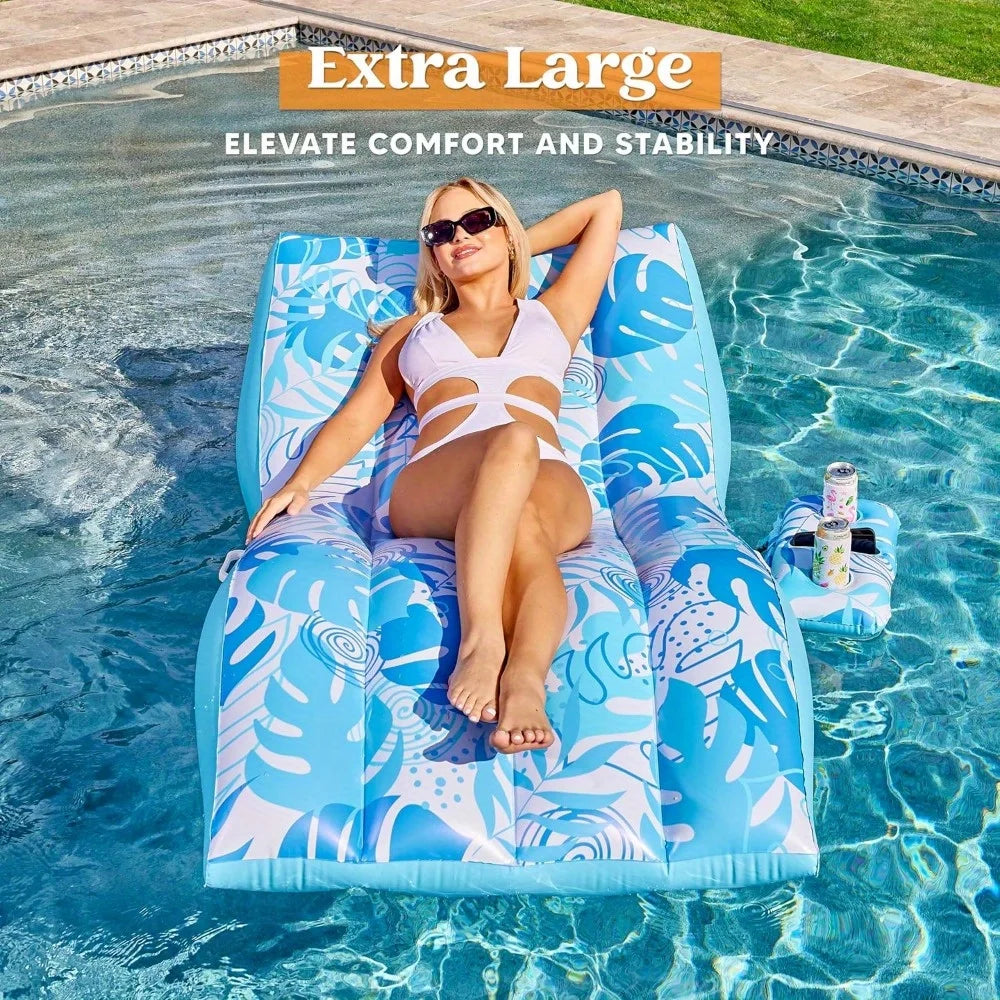JOYIN Inflatable Adult Pool Floats Chair with Detachable Cup Holder Heavy Duty Lounger Floating Chair Floaties Raft Water Floaty