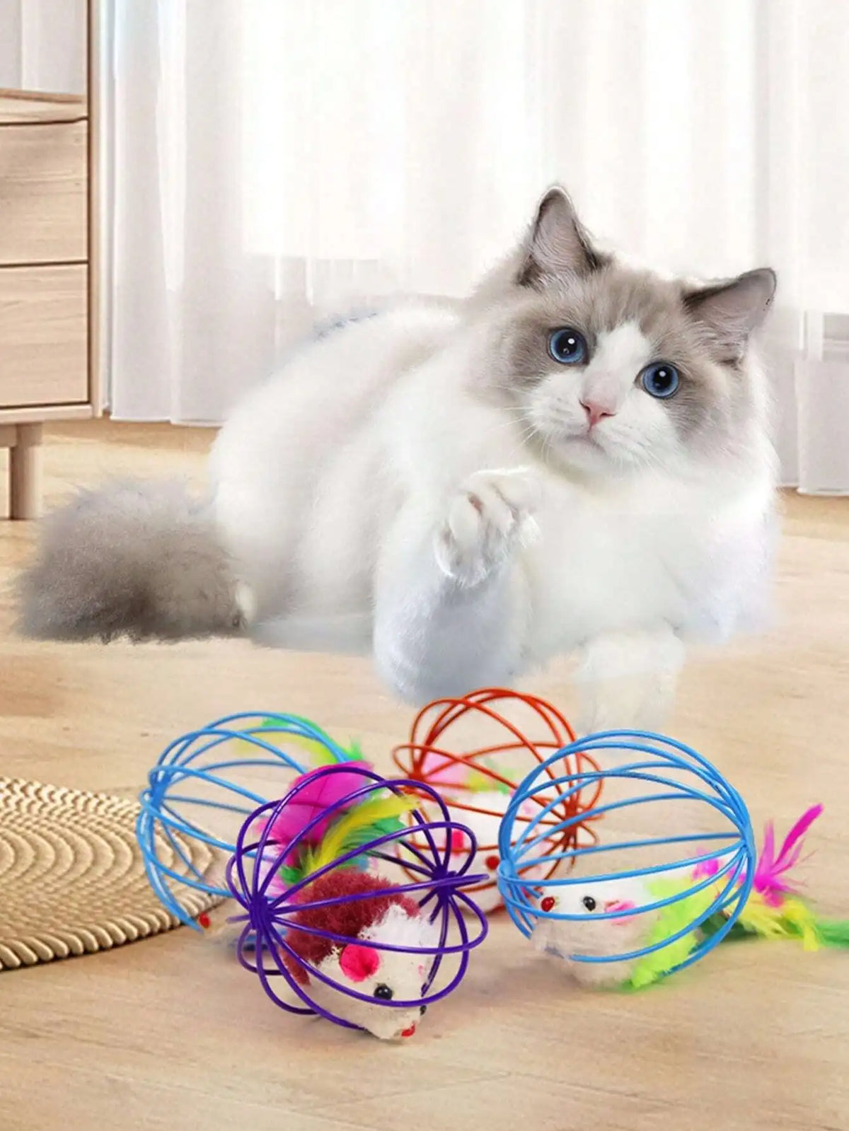 Colorful Caged Mice Relieve Boredom Fun And Fun Toy Set - Keep Your Cat Entertained With Interactive Rolling Balls & Mouse Toys