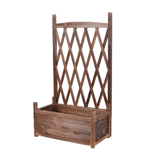Raised Garden Bed Elevated Wood Planter Box with Trellis for Growing Fresh Herbs Flowers