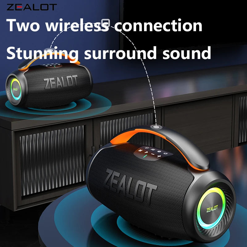 ZEALOT-P11 Bluetooth Speaker 50W Wireless Party Speaker with Bluetooth 5.4 Stereo Sound Comfortable handle Controllable Lightin Portable For Outdoors Long Battery Life