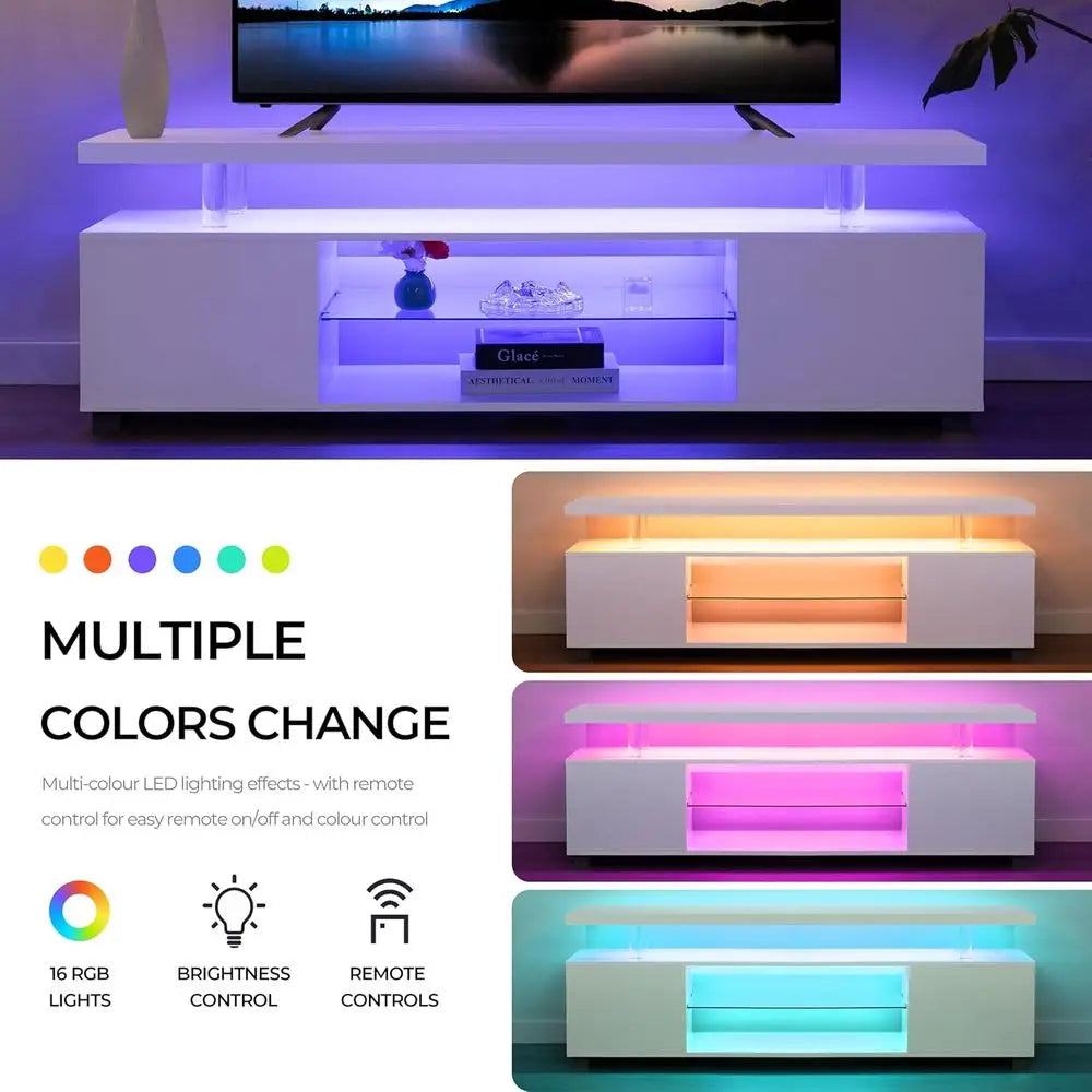 White TV Stands or Living Room LED TV Stand ern TV Stand with Storage or 50/55/60 inche TVs Entertainment Center or Living Room