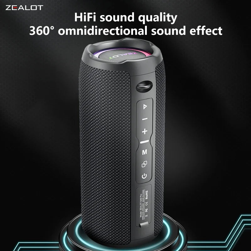 Zealot-S49 Pro 20W Wireless Speaker,RGB Light Wireless Hifi Sound quality, Bass Boost，Dual Pairing,3000mAh Battery