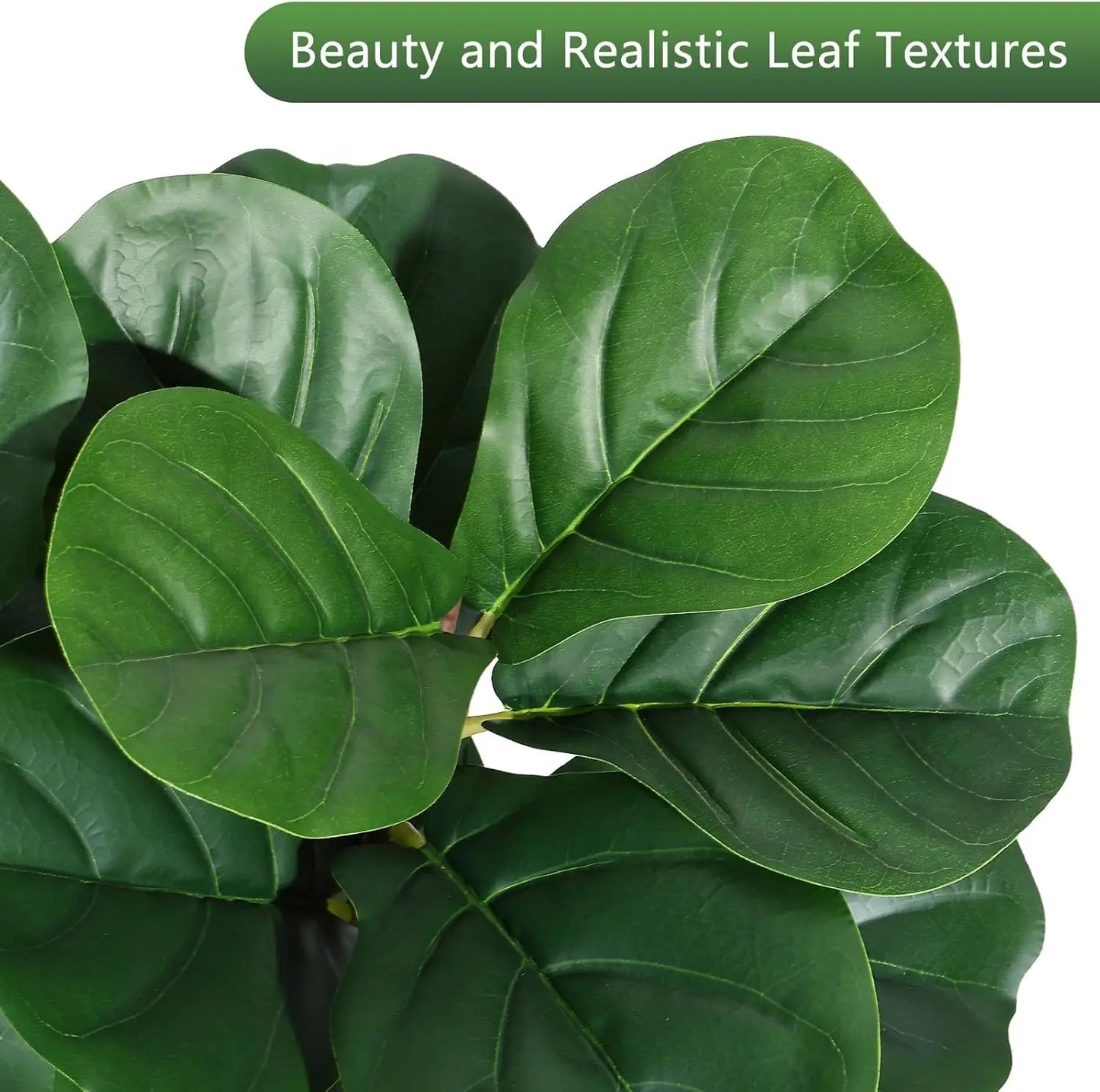 4-7 FT Fiddle Leaf Fig Tree Artificial Realistic Faux Ficus Lyrata Trees in White Planter Pot, Fake Floor Plants for Home Garden
