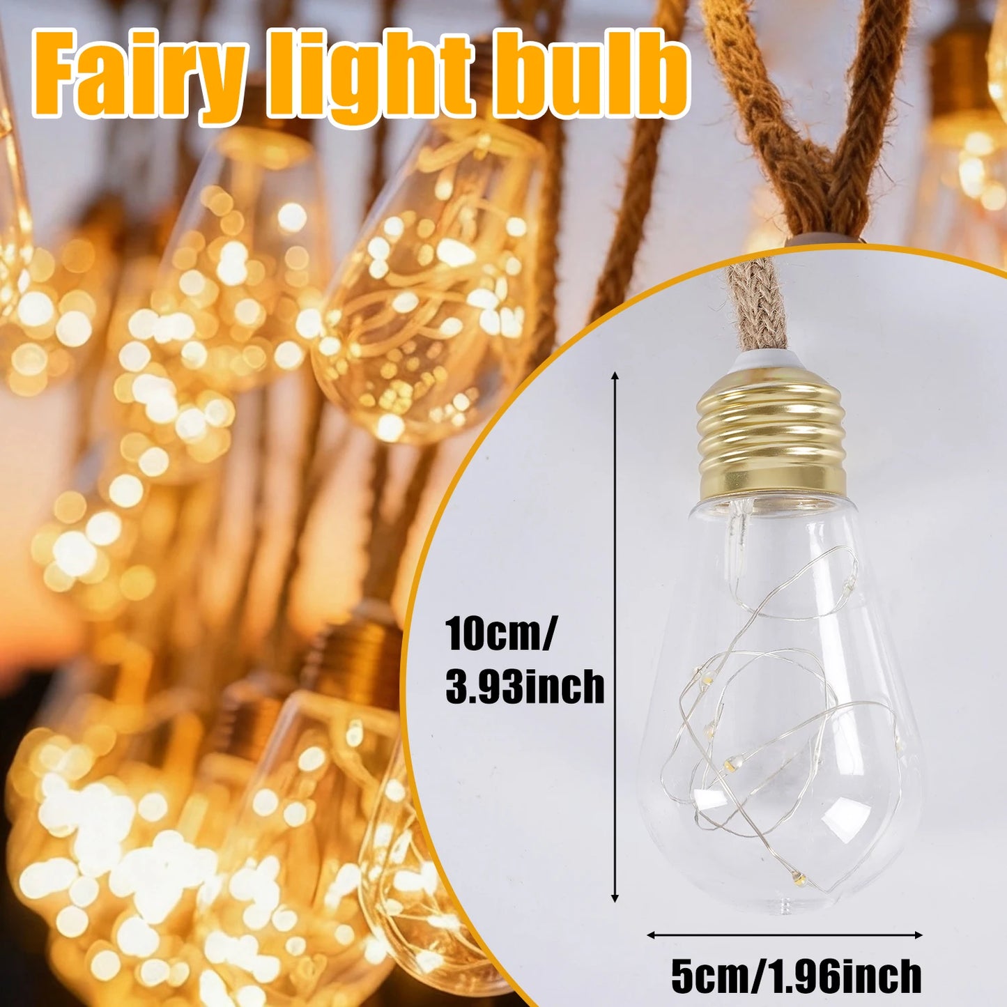 Outdoor solar light string, 10/25 bulb hanging retro hemp rope light string, light source sensing on/off, 12 modes transparent bulb garden string lights, suitable for courtyard, fence, eaves, terrace, wedding decoration, Chri
