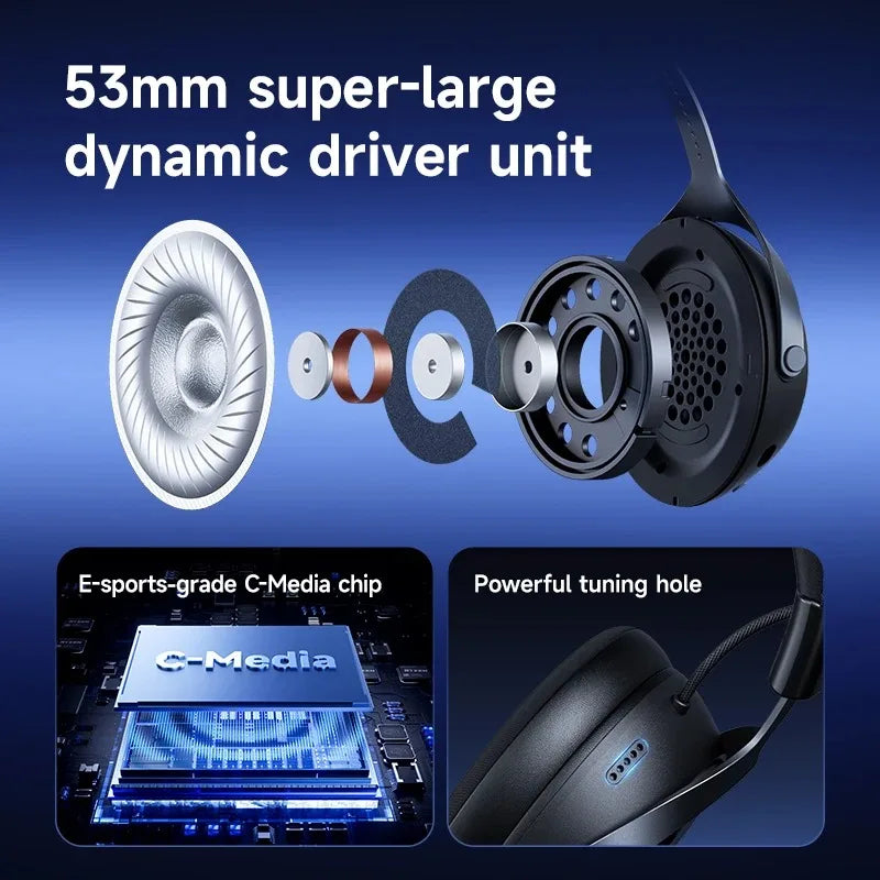 MCHOSE X9 Wireless Headworn Game Headset7.1 Three Mode 53mm Aluminum Foil Polymer Diaphragm E-Sports Gift Bluetooth 2.4G Headset