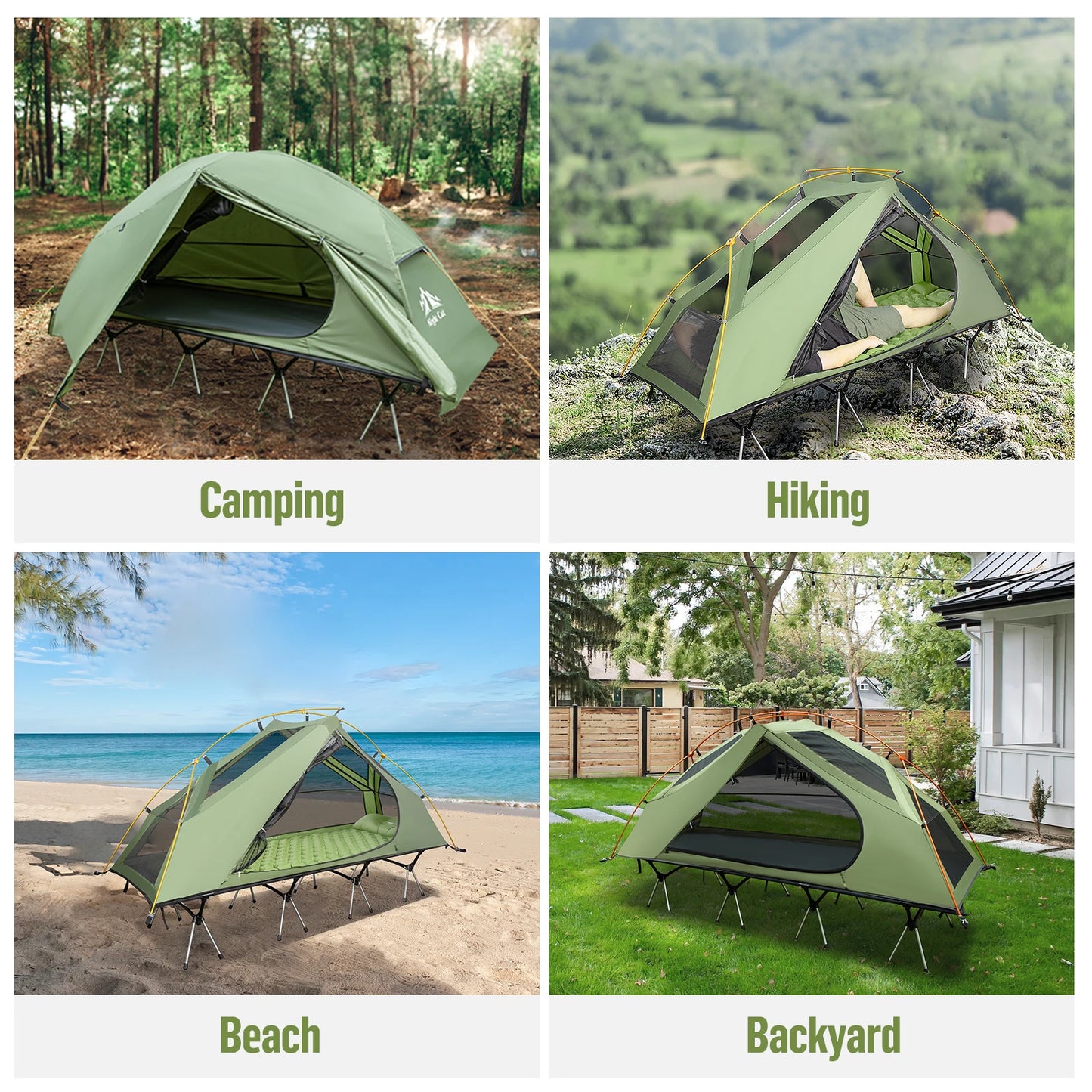 Night Cat Camping Cot Tent Waterproof 1-Person Off-Ground Combo Cot Bed