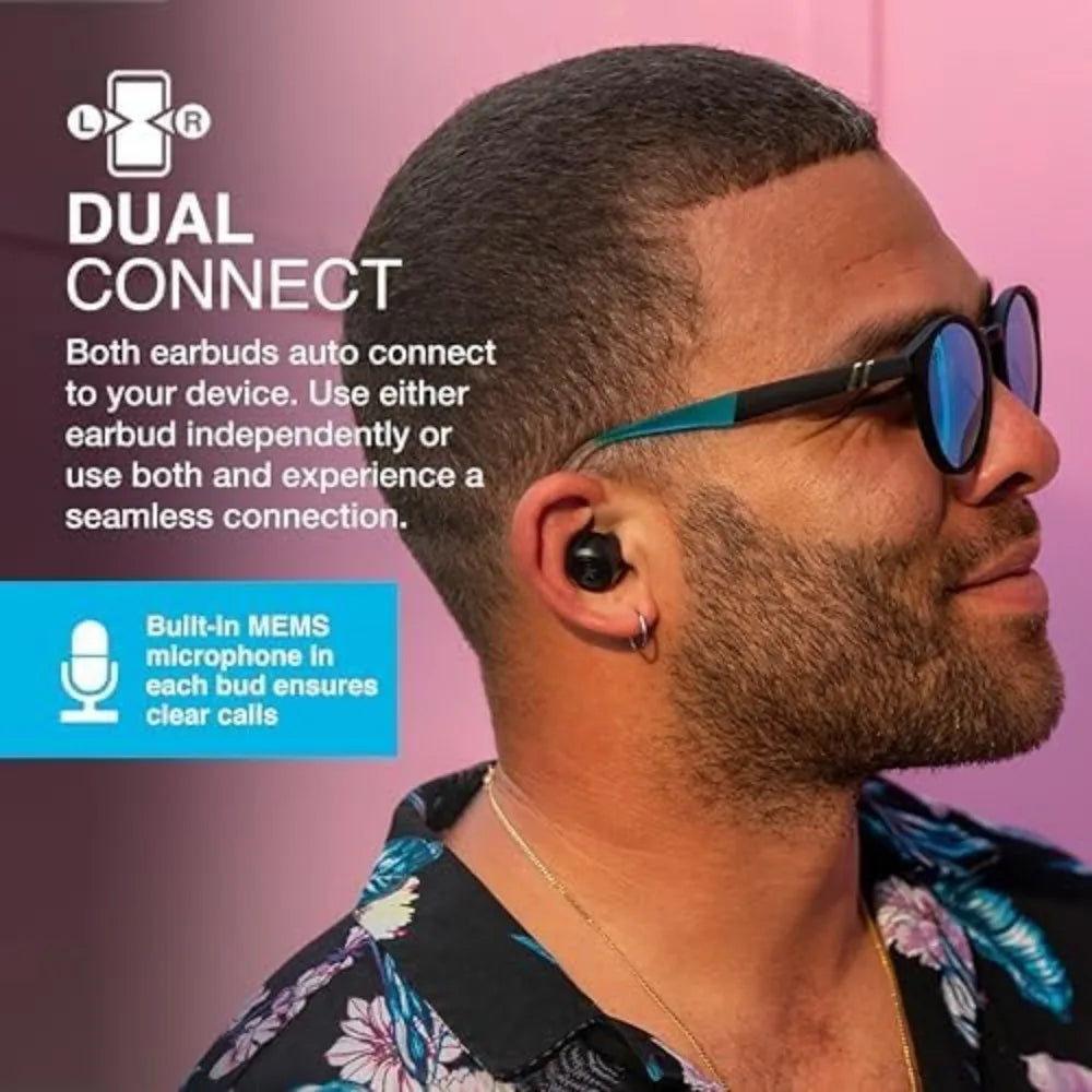 Wireless Earbuds: Bluetooth In-Ear Headphones, 35H Playtime, Mic, USB-C, Dual Connect, EQ3 Sound, Black