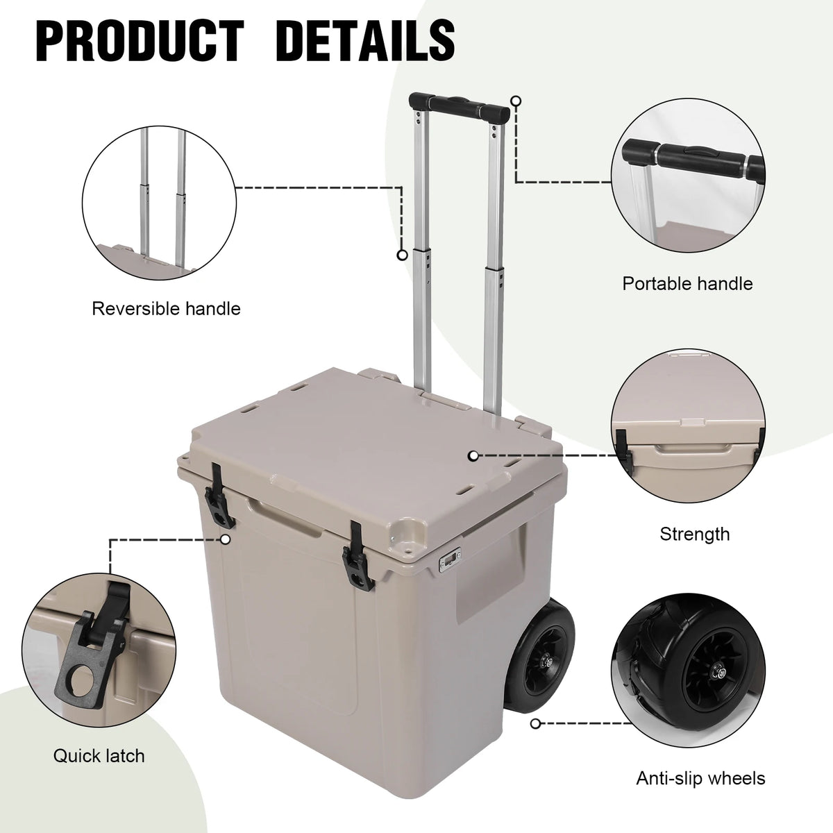 5L Insulated Insulated Hard Shell Ice Chest with Wheels and Handle Heavy Duty Hard Coolers for The Beach Camping Picnics & More
