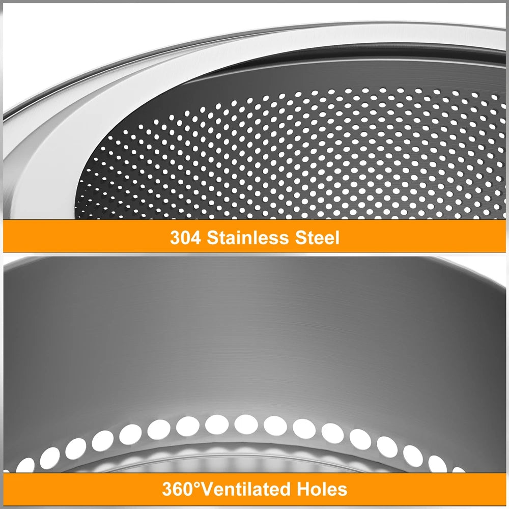 UNHO19-inch smokeless fire pit, used for outdoor wood burning, portable 304 stainless steel camping stove, perforated fireplace, suitable for outdoor heating, hunting, barbecue and ice fishing.
