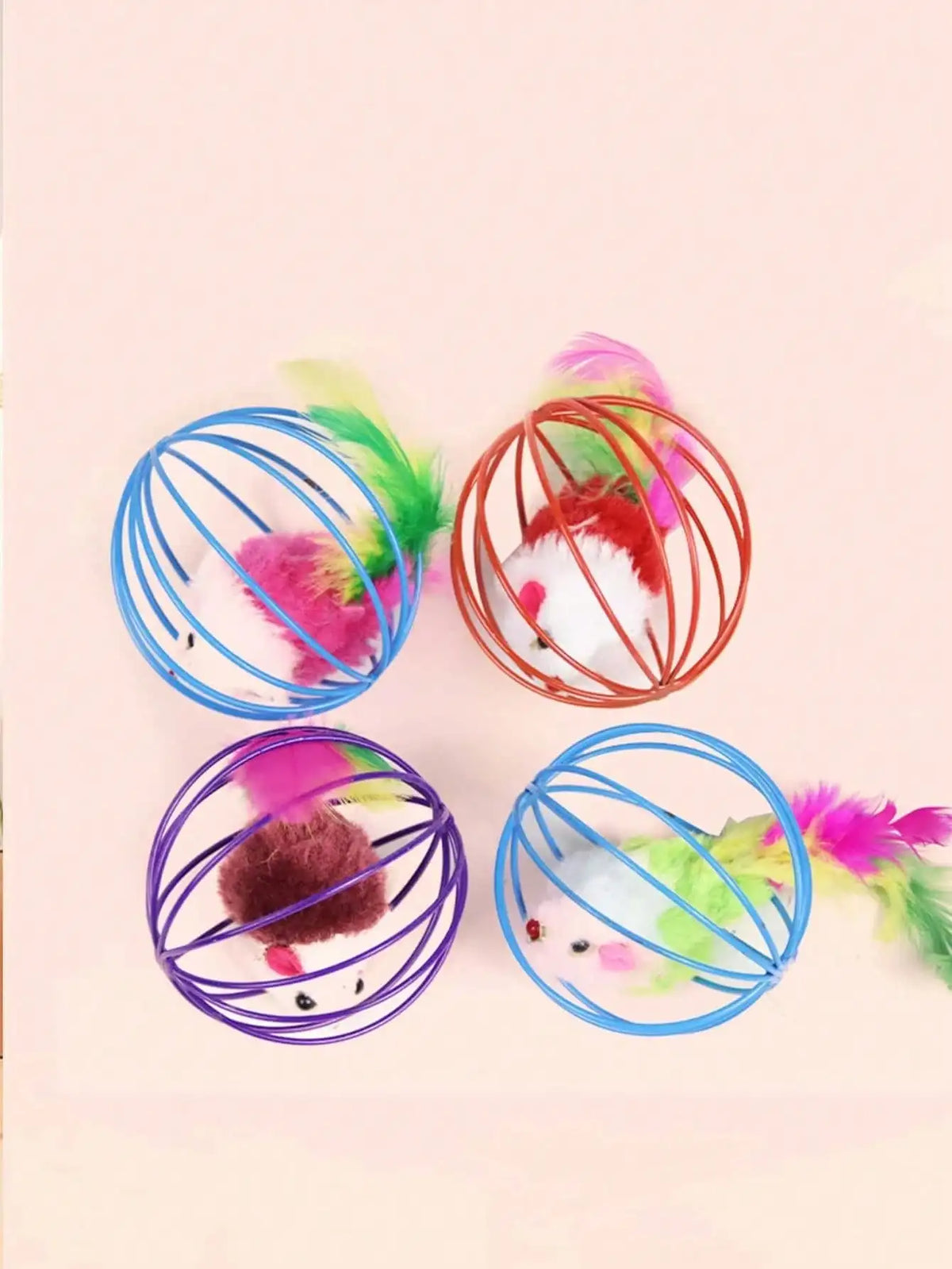 Colorful Caged Mice Relieve Boredom Fun And Fun Toy Set - Keep Your Cat Entertained With Interactive Rolling Balls & Mouse Toys