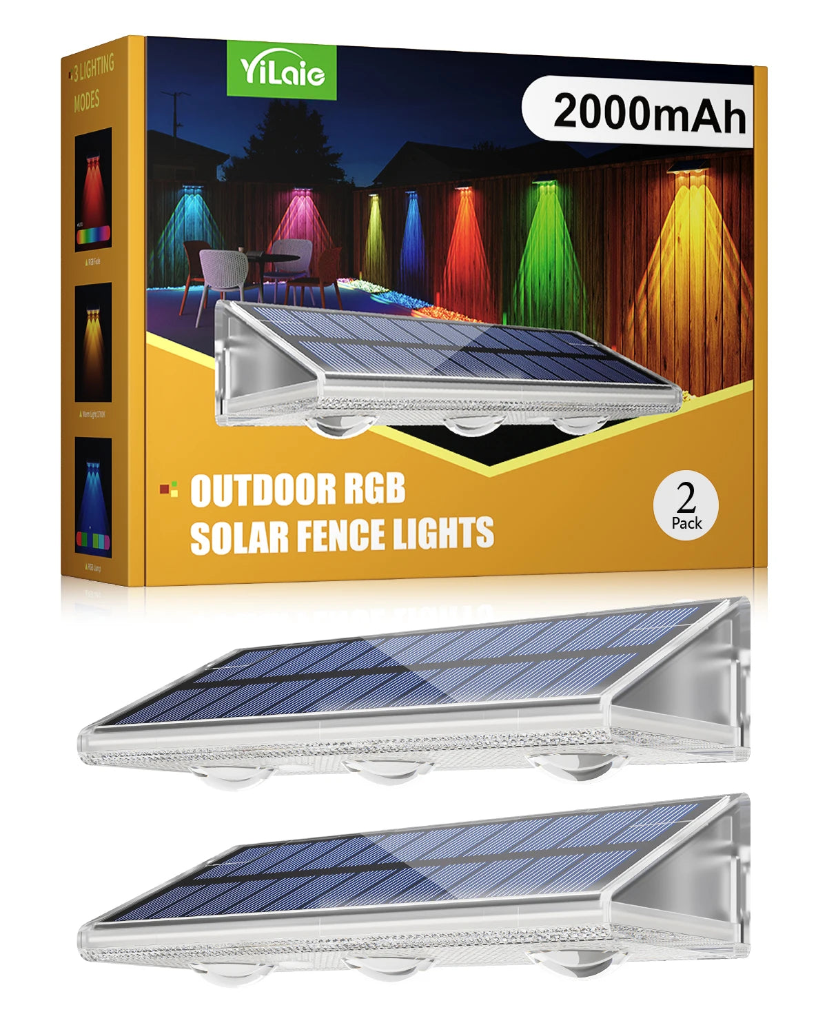 Quality Solar LED Fence Light IP66 Waterproof Auto ON OFF Warm White & 6 Colors & RGB Modes Solar Wall Lamp for Backyard Outside