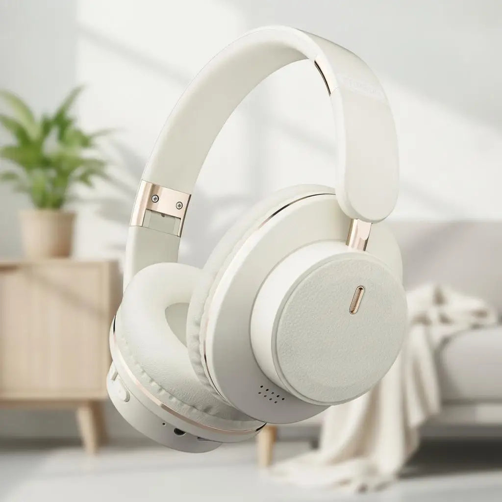 Bluetooth Headphones Over Ear Wireless Headset BT5.3 Foldable Portable Hi-Res Audio Fashion Aesthetic Deep Bass Stereo 24H Battery Fast Charge Dual Mode With Mic Noise Isolation For Students Content Creators Remote Work Trave