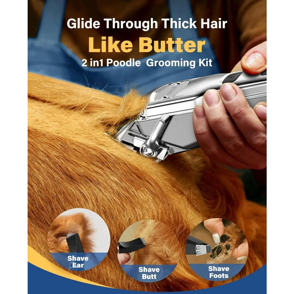 oneisall Dog Grooming Kit for Heavy Thick Hair&Coats/Low Noise Rechargeable Cordless Waterproof Dog Clippers for Grooming