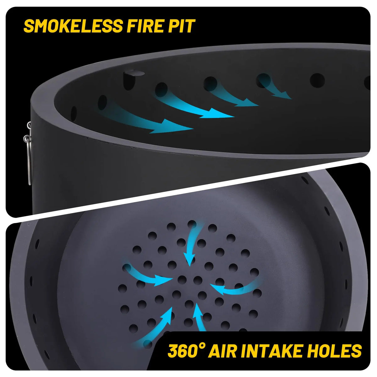 26 Inch Smokeless Wood Burning Fire Pit Table With Removable Ash Pan, Lid Poker & Carry Bag For Patio Backyard Camping BBQ Bonfire