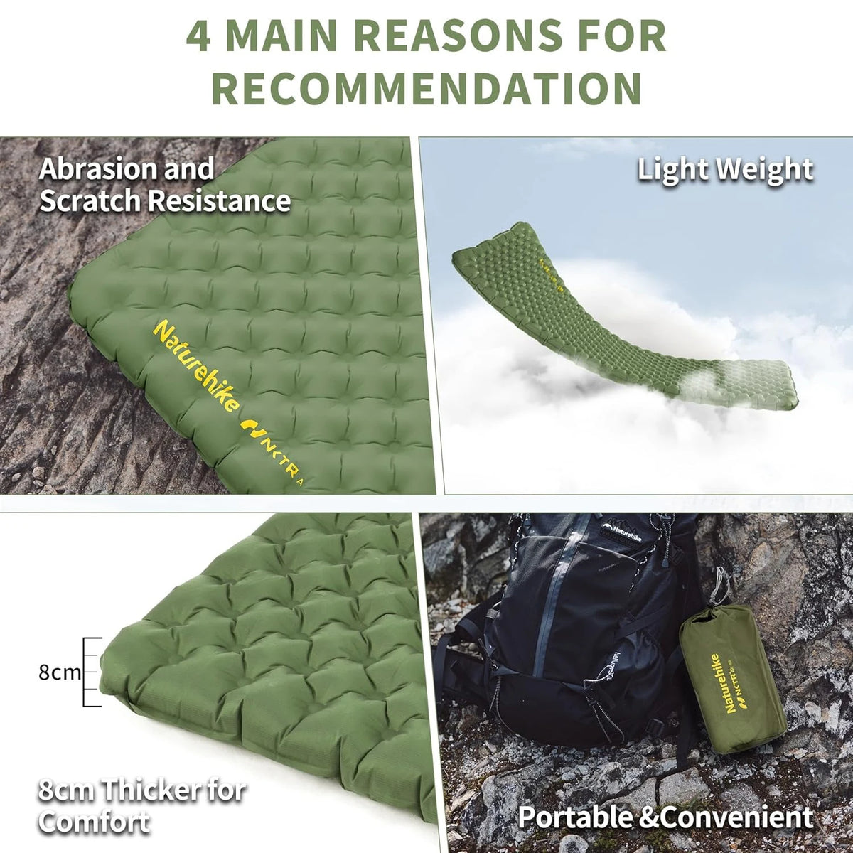 Naturehike Ultralight Sleeping Pad Insulated Inflatable Sleeping Pad R4.6 Inflatable Air Mat 4 Seasons Outdoor Camping Air Mattress