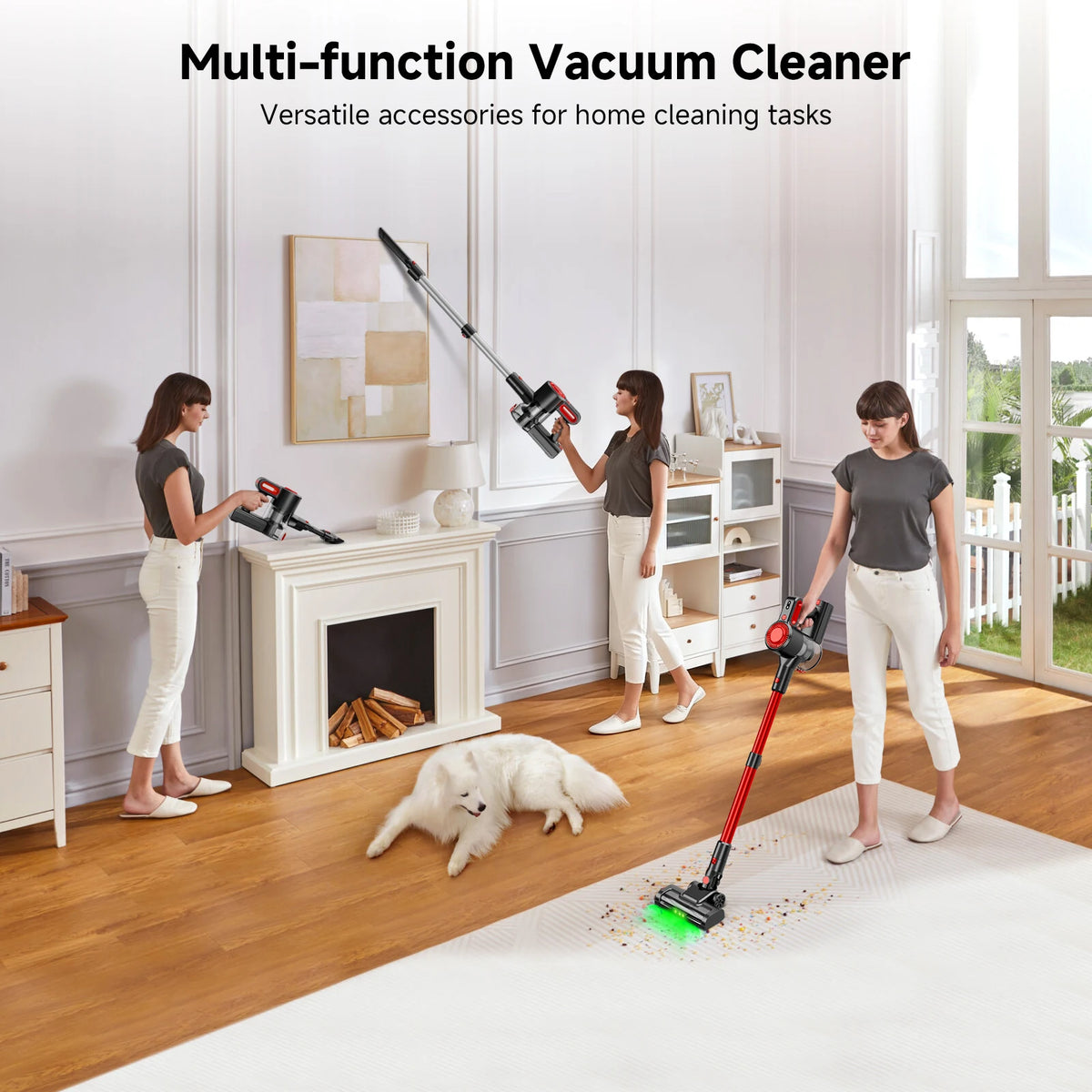 Honki 78KPa Powerful Cordless Vacuum Cleaner LED Display 45Mins Self Standing Stick Vacuum 1.5L Large Dust Cup for Pet Hair Carpet Floor