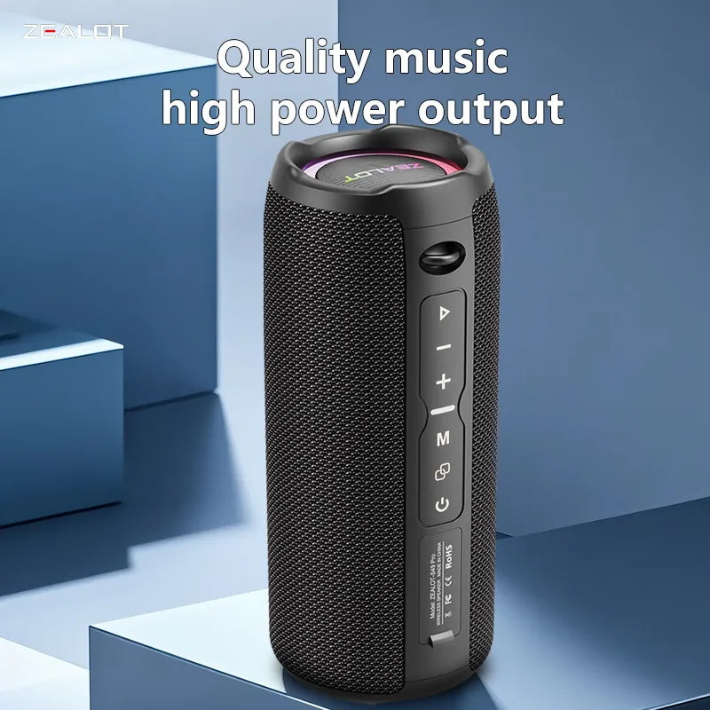 Zealot-S49 Pro 20W Wireless Speaker,RGB Light Wireless Hifi Sound quality, Bass Boost，Dual Pairing,3000mAh Battery
