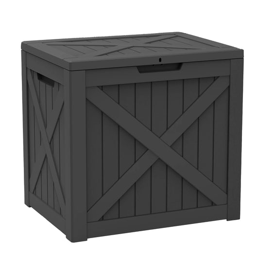 35 Gallon Lockable Outdoor Storage Box Waterproof Resin Patio Deck Box Small Backyard Storage Container