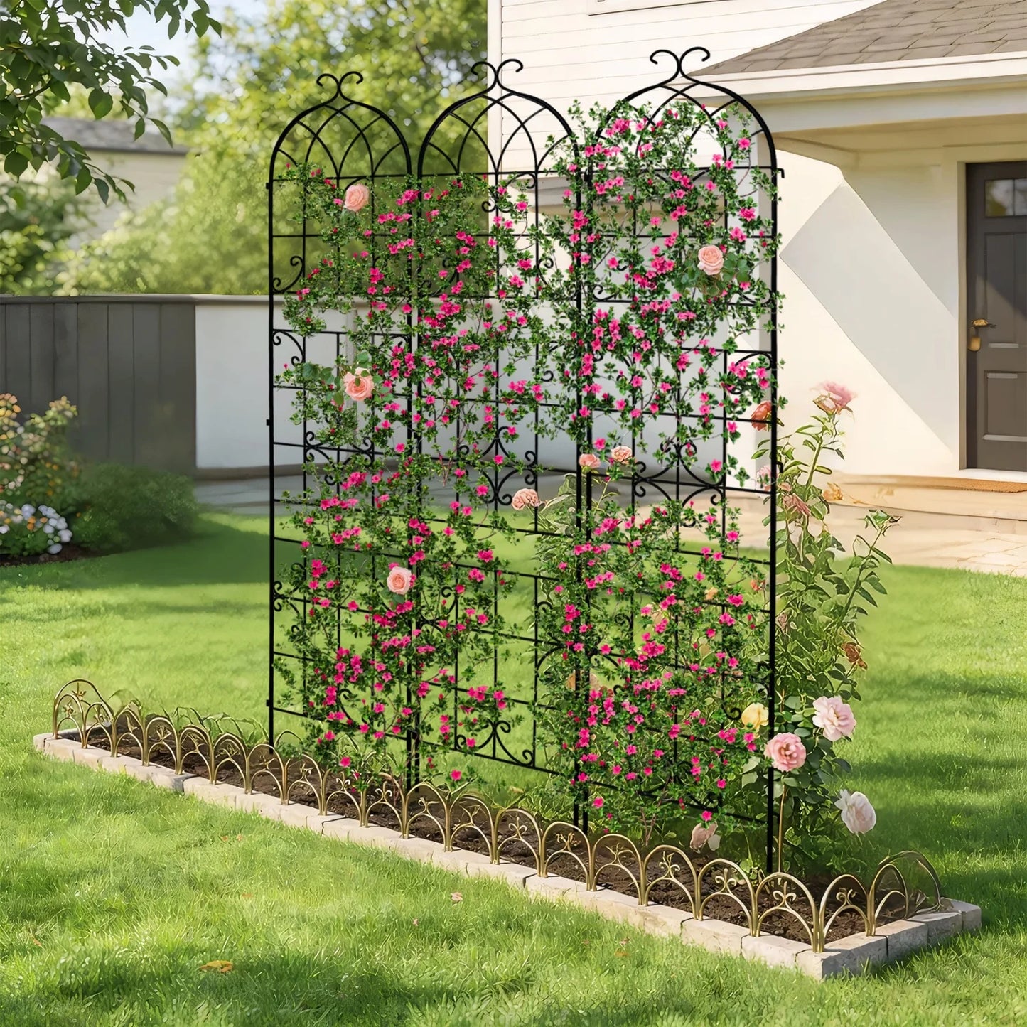 3 Pack 220cm Tall Metal Garden Trellis Support Vine Trellis for Climbing Plants Outdoor Backyard Landscaping Trellis