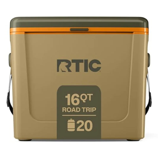 16 Qt Road Trip Cooler, Hard Insulated Portable with Strap and Handle for Outdoor, Beach, Picnic, Camping, Sports, Travel