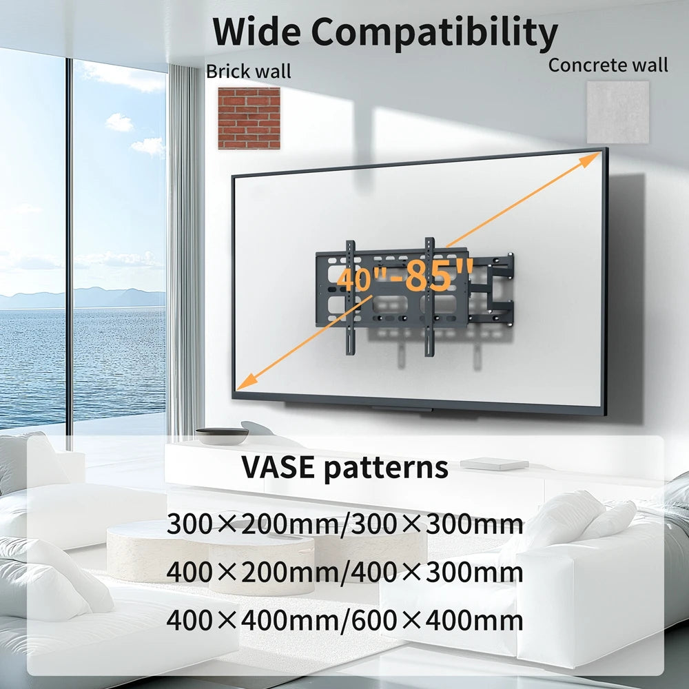 Full Motion Swivel TV Wall Mount Bracket for 40-85 Inches with Articulating Dual Arm