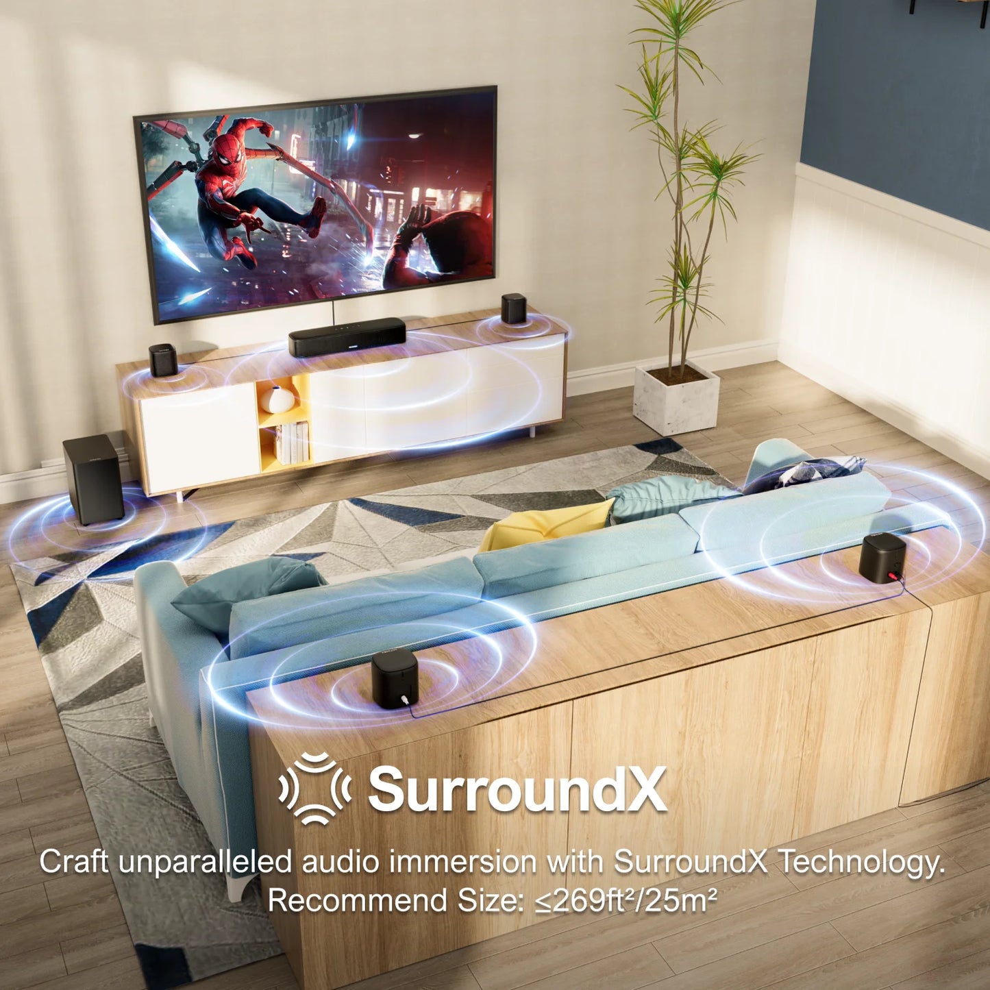 ULTIMEA 7.1 Channel Sound Bar System for TV with 4 Surround Speakers, App Controlled Virtual Surround Sound, Home Theater Audio