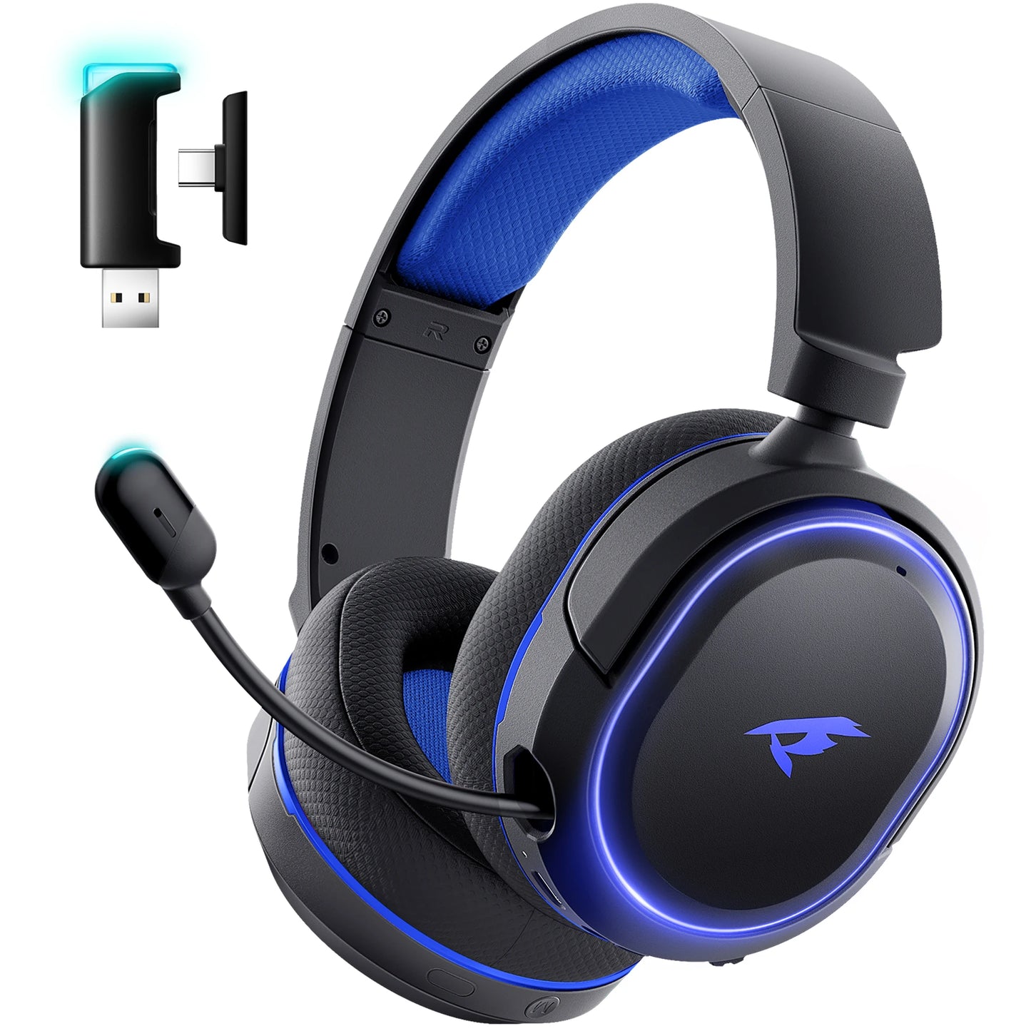 Picun G2 Wireless Gaming Headset Bluetooth 2.4G Headphones 7.1 Surround 5ms Low Latency ENC Mic for PC PS4 PS5 Phone Switch
