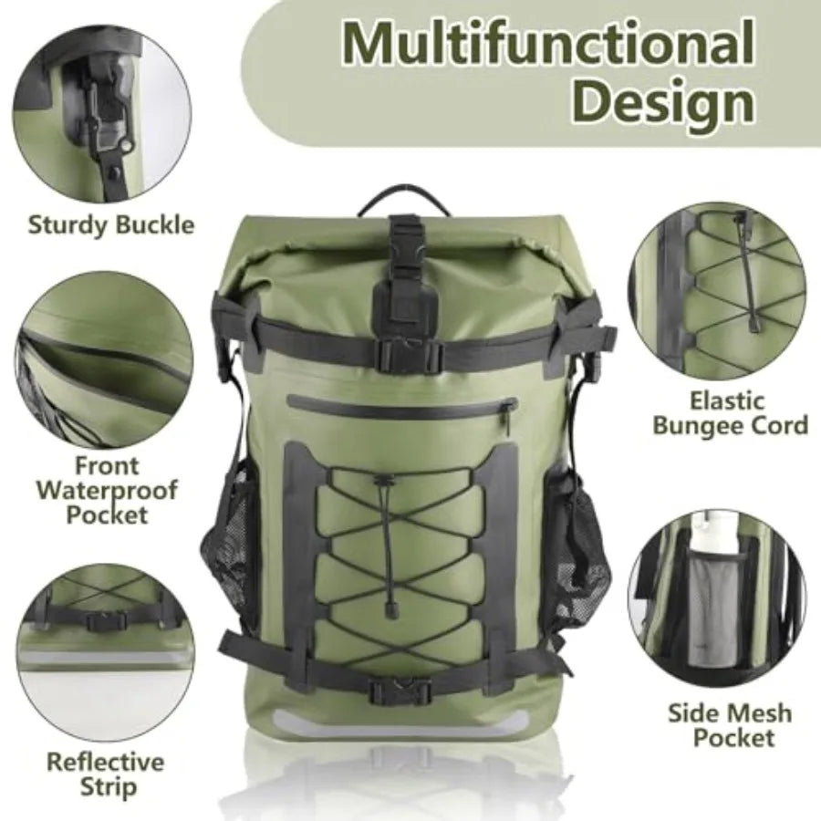 Waterproof Backpack, 40L Heavy Duty Dry Bag Backpack, Roll-Top Hiking Travel Backpack, Heavy Duty Floating Waterproof Bag for K