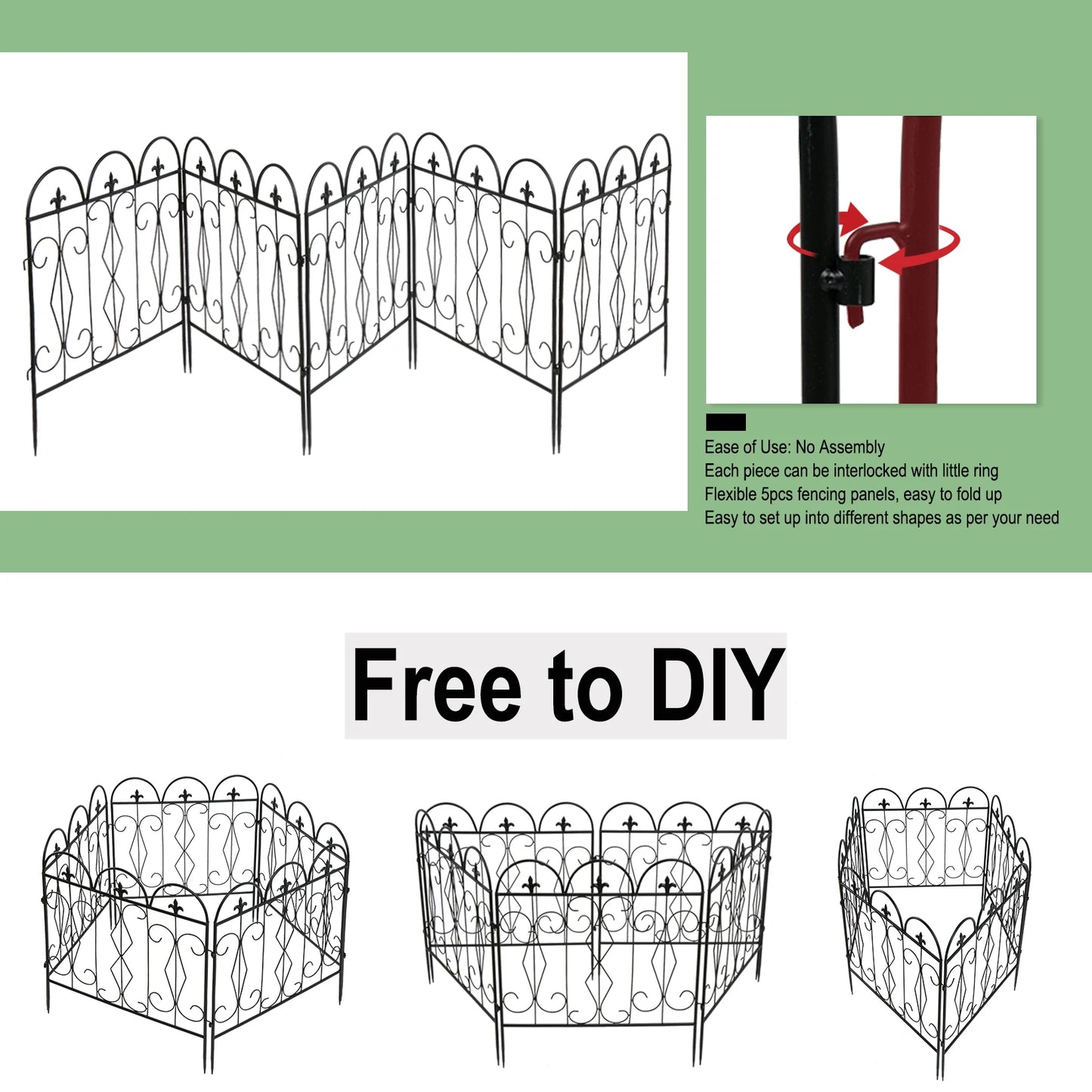 5 Pieces Outdoor Rustproof Metal Garden Border  Fence Landscape Wire Fencing