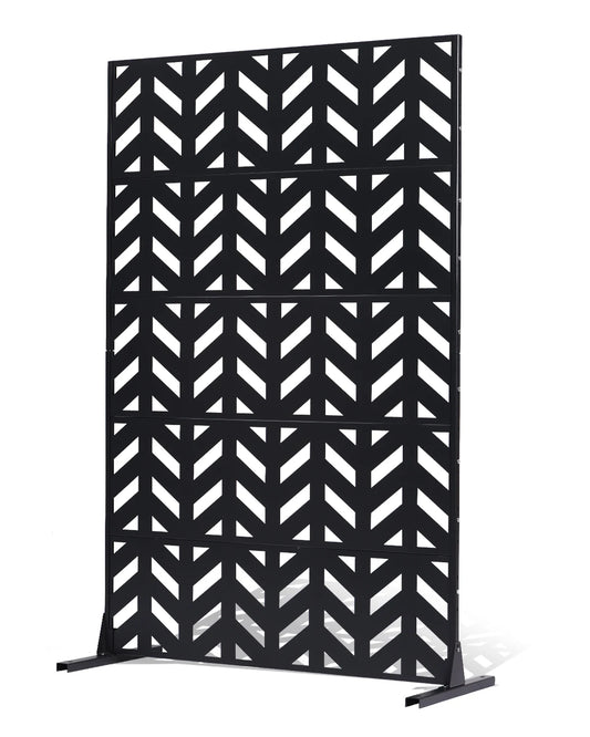 VEVOR Metal Privacy Screen Outdoor Privacy Screens 5-Panel Decorative Garden Steel Privacy Fence with Stand for Balcony Patio