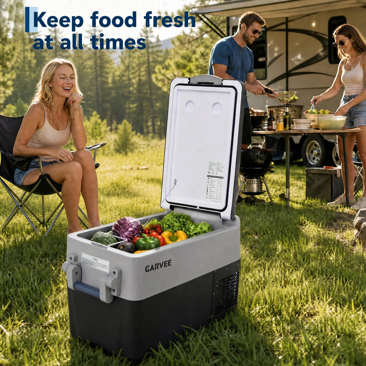 Dual Zone Car Refrigerator Freezer 32QT 12V Portable Vehicle Cooler With App Control Metal Basket AC DC Power For Camping RV Truck Fishing Travel Home