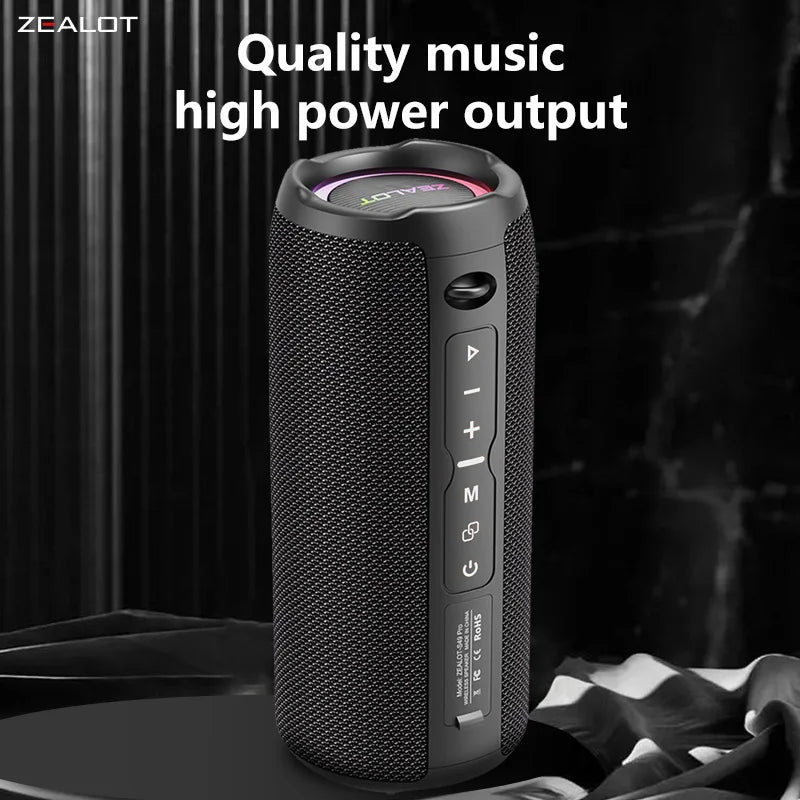 Zealot-S49 Pro 20W Wireless Speaker,RGB Light Wireless Hifi Sound quality, Bass Boost，Dual Pairing,3000mAh Battery
