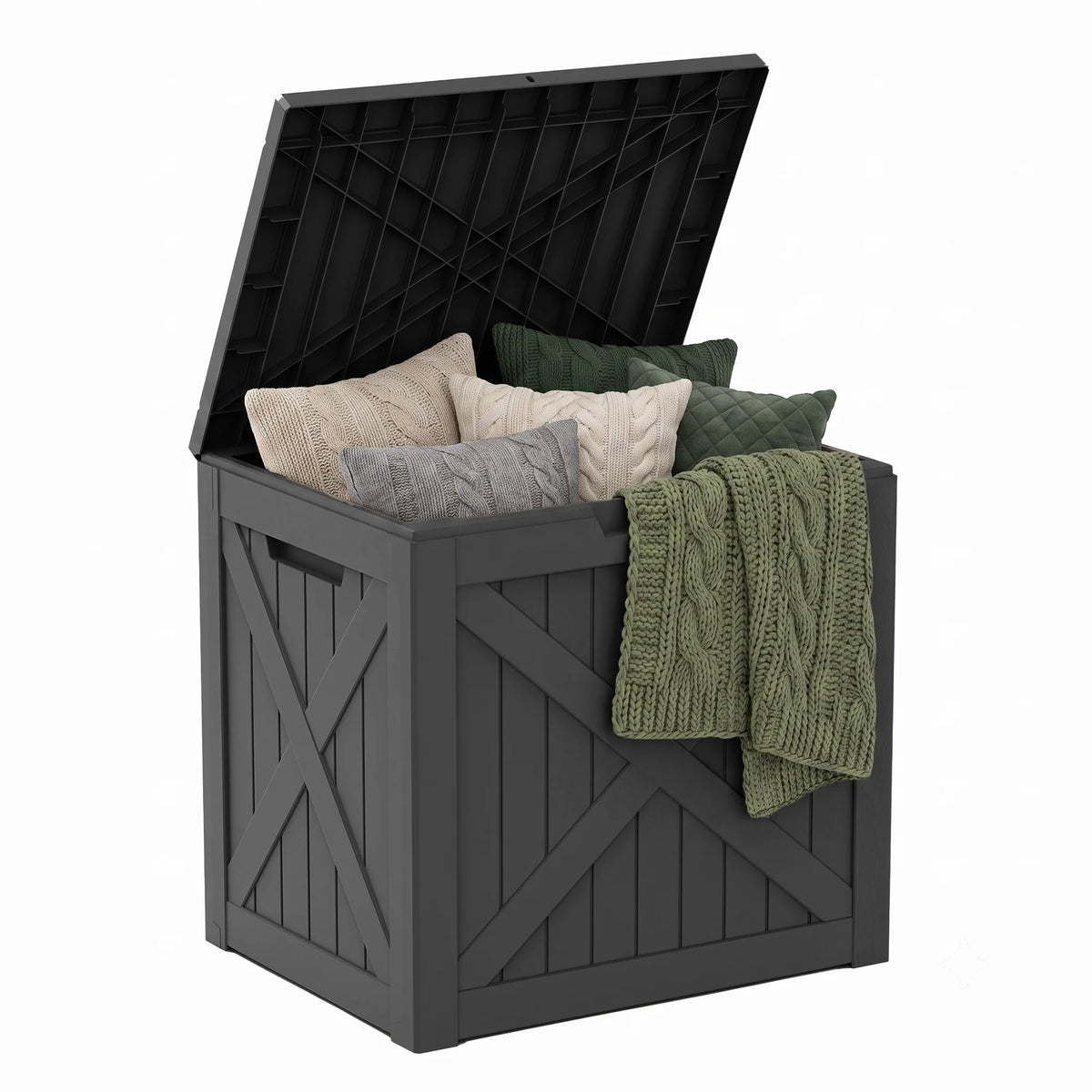 35 Gallon Lockable Outdoor Storage Box Waterproof Resin Patio Deck Box Small Backyard Storage Container