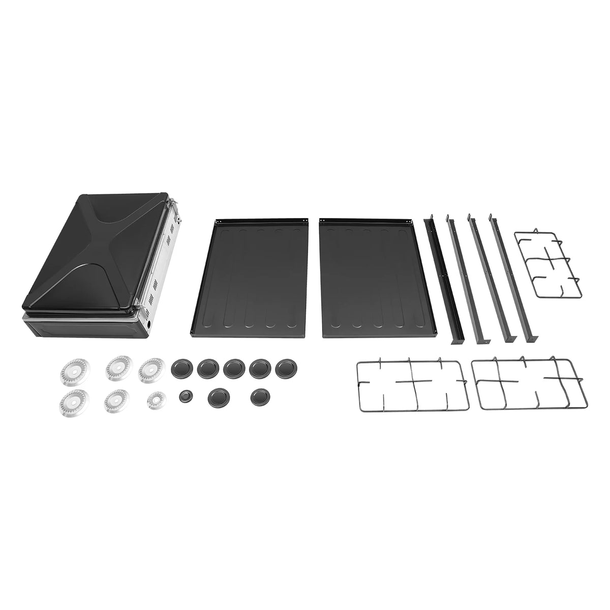 Rectangular Natural Gas Stove, 82cm/32.28in Portable Natural Gas Stove W|5 Burners for Outdoor Camping, Fishing,RV Travel(Black)