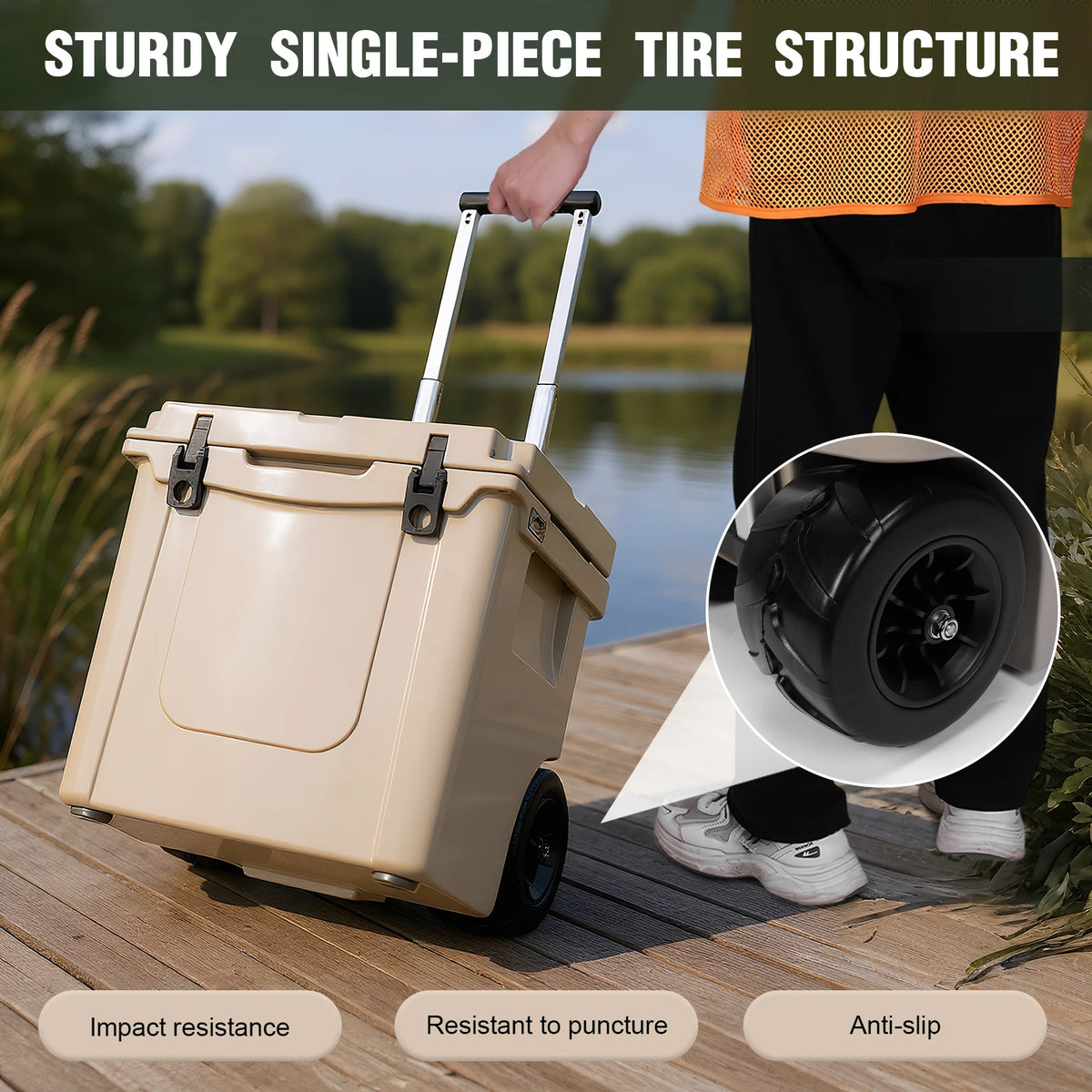 5L Insulated Insulated Hard Shell Ice Chest with Wheels and Handle Heavy Duty Hard Coolers for The Beach Camping Picnics & More
