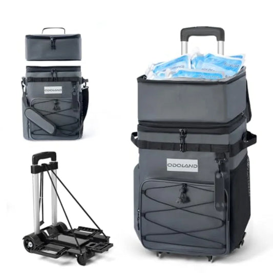 72 Can Rolling Cooler Bag with Wheels Handle, Collapsible Insulated Ice Chest for Beach, Camping Tailgating - Portable Travel S