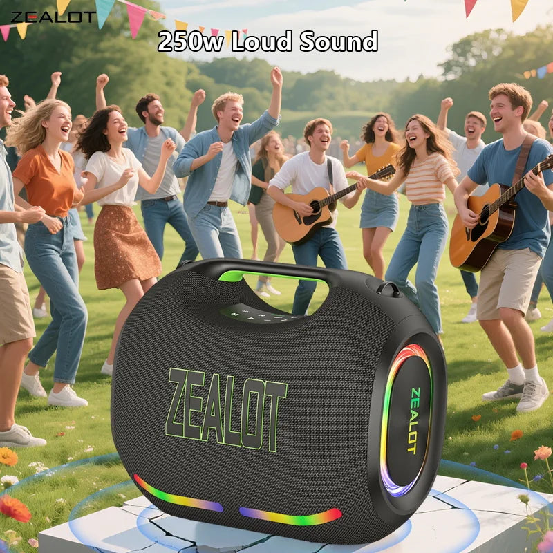 ZEALOT-ZE21 400W Big Power Wireless Bluetooth Peaker Outdoor Portable 48000mAh Long Battery With RGB Color Lights TWS Subwoofer High Volume Waterproof Bluetooth Speaker