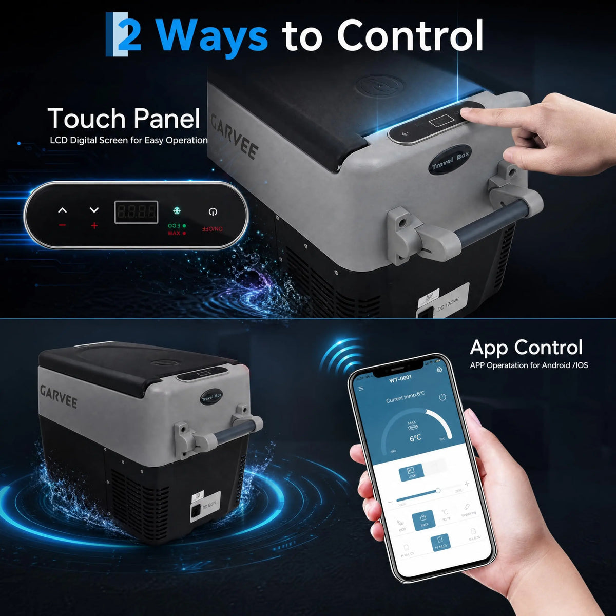 Dual Zone Car Refrigerator Freezer 32QT 12V Portable Vehicle Cooler With App Control Metal Basket AC DC Power For Camping RV Truck Fishing Travel Home