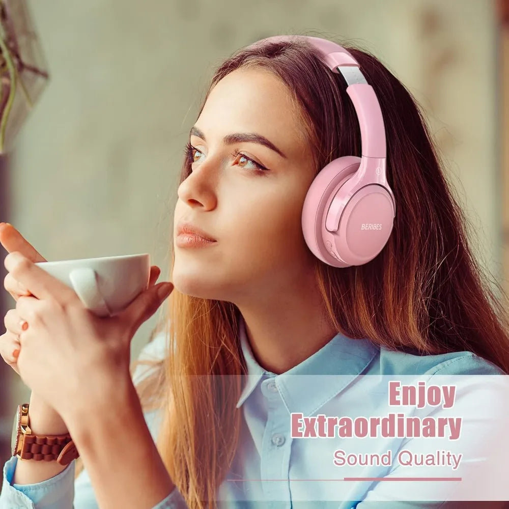 Over-Ear Bluetooth Headphones with 65H Playtime, 6 EQ Modes and Deep Bass for Various Devices