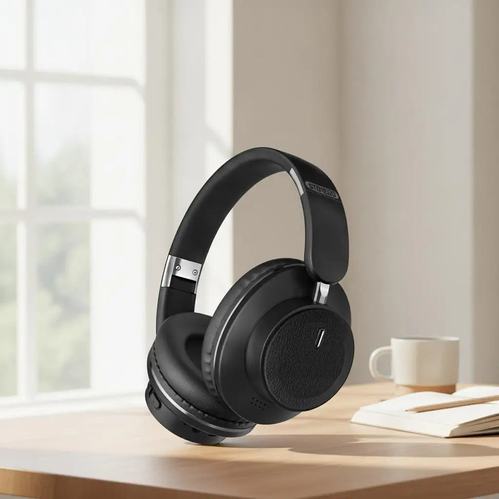 Bluetooth Headphones Over Ear Wireless Headset BT5.3 Foldable Portable Hi-Res Audio Fashion Aesthetic Deep Bass Stereo 24H Battery Fast Charge Dual Mode With Mic Noise Isolation For Students Content Creators Remote Work Trave