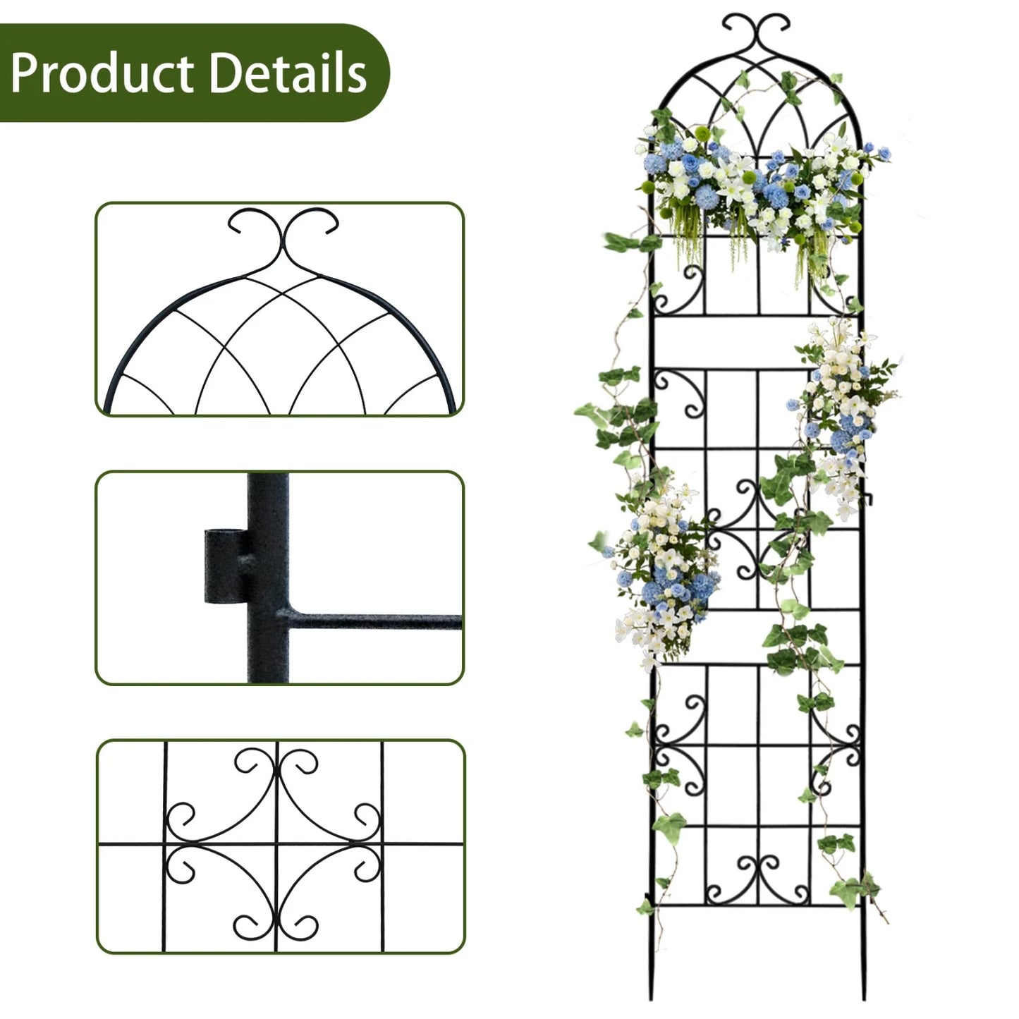 3 Pack 220cm Tall Metal Garden Trellis Support Vine Trellis for Climbing Plants Outdoor Backyard Landscaping Trellis