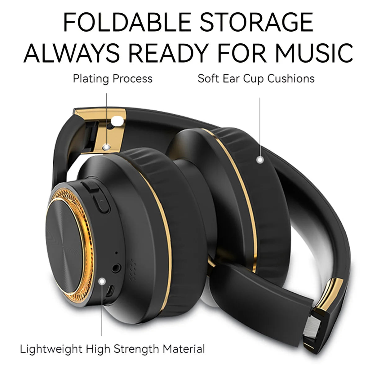 Wireless Bluetooth Headphones Foldable Gaming Headset With Bluetooth 5.3 Technology 40mm Bass Driver HiFi Stereo Sound Over Ear Comfort Memory Foam Cushion Extended Battery Life 400mAh For PC Mobile Phone Laptop Tablet Univer